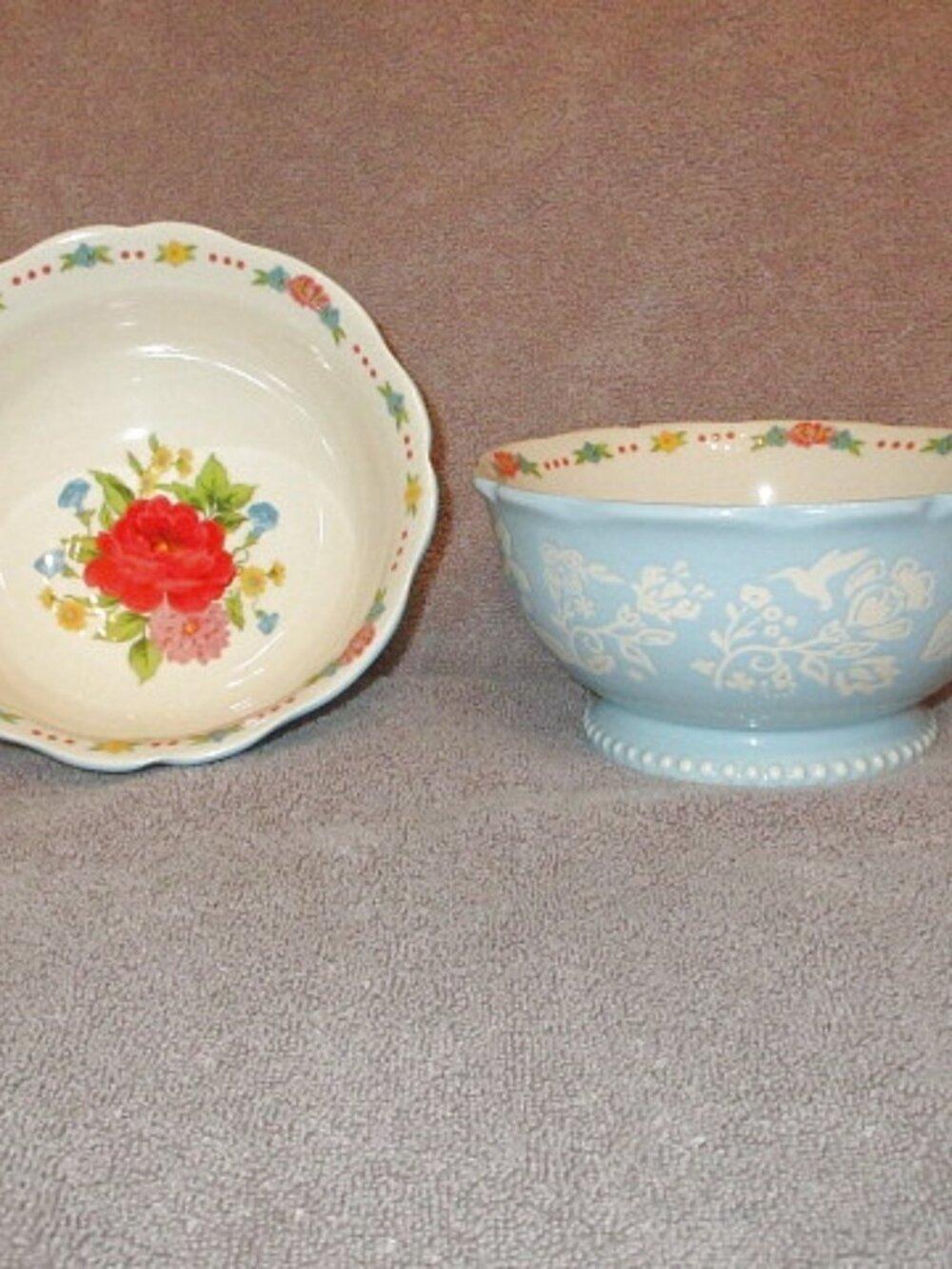 Pioneer Woman Sweet Rose Bowls Set Of 2 Stoneware Blue Birds Floral Countrycore